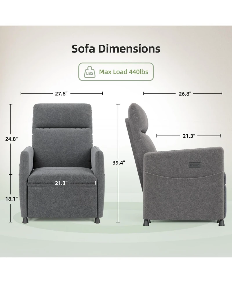 Streamdale Furniture No-Tool Convertible Sofa Bed with Memory Foam - Grey