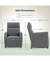 Streamdale Furniture No-Tool Convertible Sofa Bed with Memory Foam - Grey