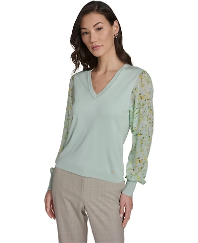 Tommy Hilfiger Women's Mixed Media V-Neck Sweater
