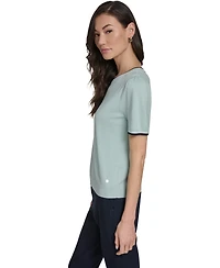 Tommy Hilfiger Women's Short-Sleeve Tipped Sweater