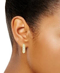 And Now This Crystal Pave 18k Gold Plated Brass Hoop Earrings, Macy's Exclusive