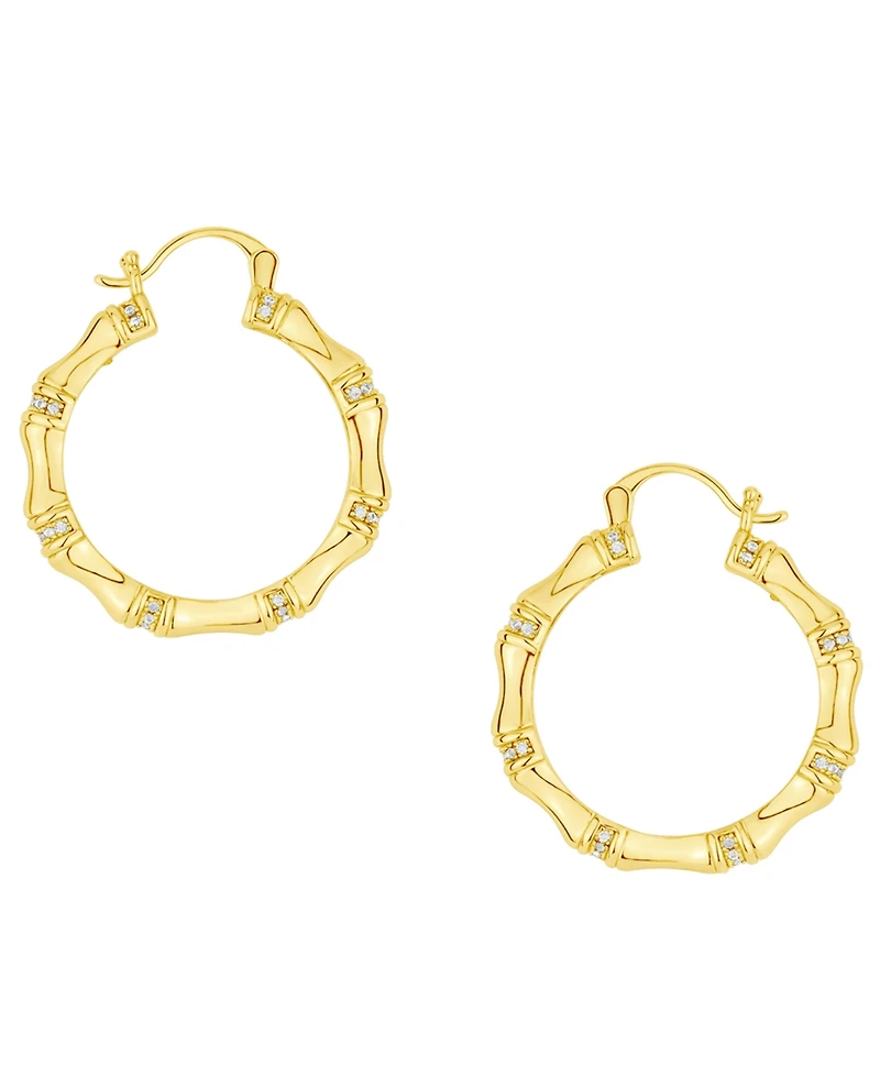And Now This Cubic Zirconia 18k Gold Plated Brass Hoop Earrings, Macy's Exclusive