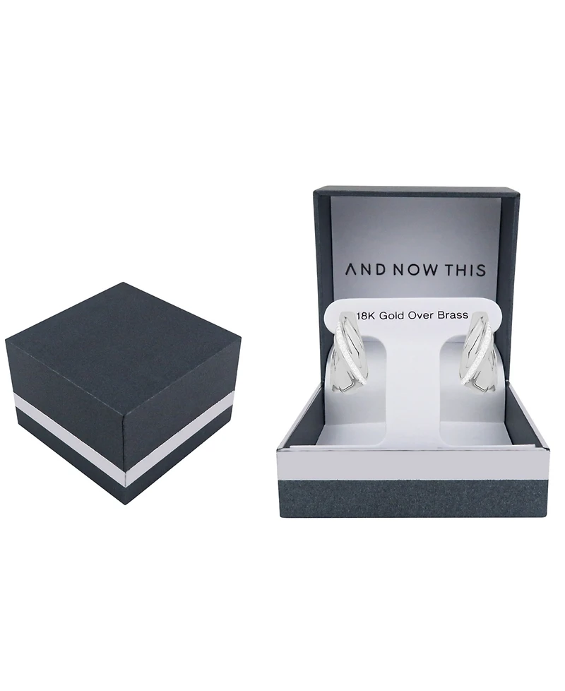 And Now This Crystal Twist 18k Silver Plated Brass Hoop Earrings, Macy's Exclusive