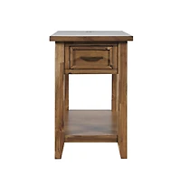 Jofran Claremont Transitional Rustic Wood Usb Charging End Table with Storage