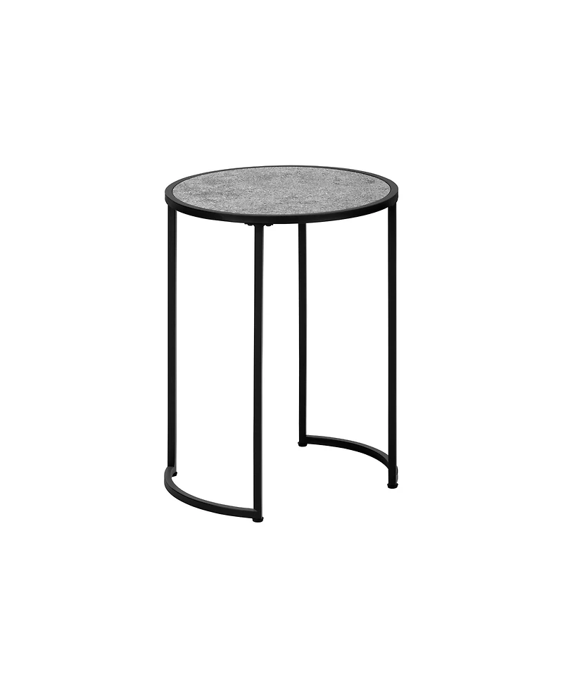 Lovmor Contemporary Round Accent Table with Grey Laminate Top & Black Metal Base