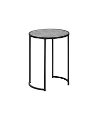 Lovmor Contemporary Round Accent Table with Grey Laminate Top & Black Metal Base