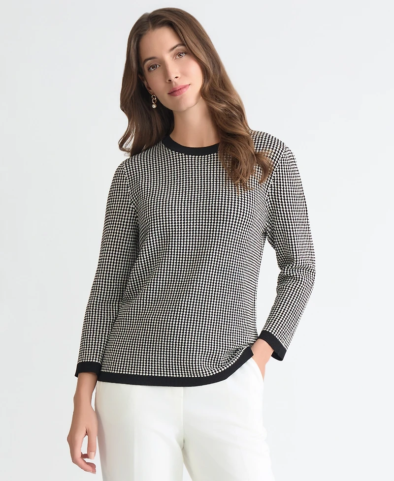 Kasper Women's Geometric-Print Crewneck Sweater