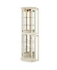 Streamdale Furniture Lighted Corner Curio Cabinet - Glass Display, Adjustable Shelves - White