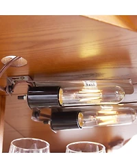 Streamdale Furniture Lighted Oak Curio Cabinet with Tempered Glass Doors & Shelves