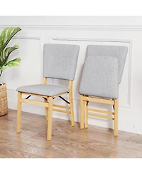 Gymax Foldable Dining Chair Set of 4 w/Padded Seat and Tilt Backrest Rubber Wood Legs