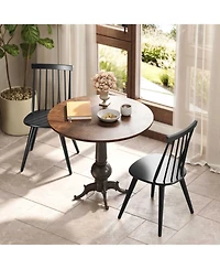 Gymax Windsor Dining Chairs Set of 4 w/Rubber Wood Frame High Spindle Back for Home