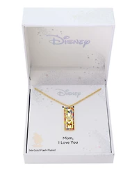 Disney Mickey Mouse "Mom" Cubic Zirconia Head Multicolor Crystal Bar Necklace
