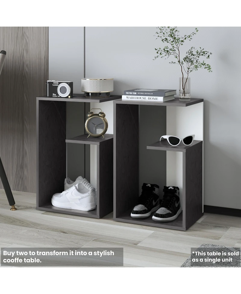 Lovmor Everet 25" High 3-Tier Open Shelf Side Table, Onix