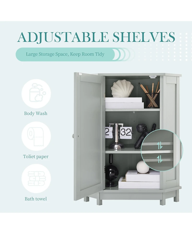 Lovmor Grey Storage Cabinet with Adjustable Shelves Modern Design