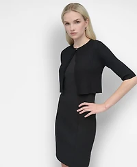 Dkny Women's Cropped Elbow Sleeve Snap Front Shrug