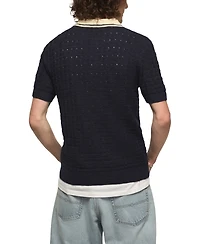 Lucky Brand Men's Contrast Tip 4-Buttons Placket Polo Sweater