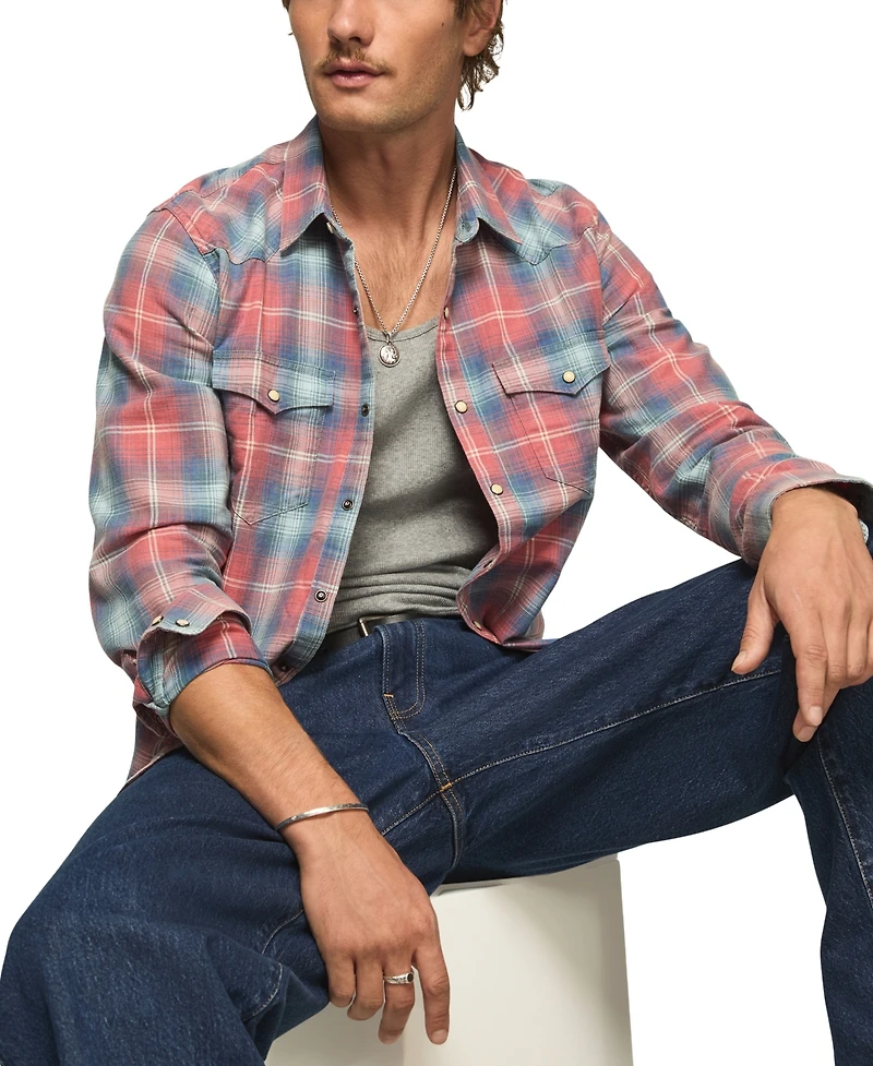 Lucky Brand's Men's Plaid Long-Sleeve Western Shirt