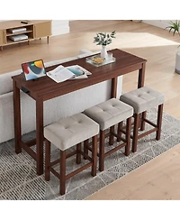 Streamdale Furniture 59" Bar Table Set w/ Power Outlet & 3 Stools