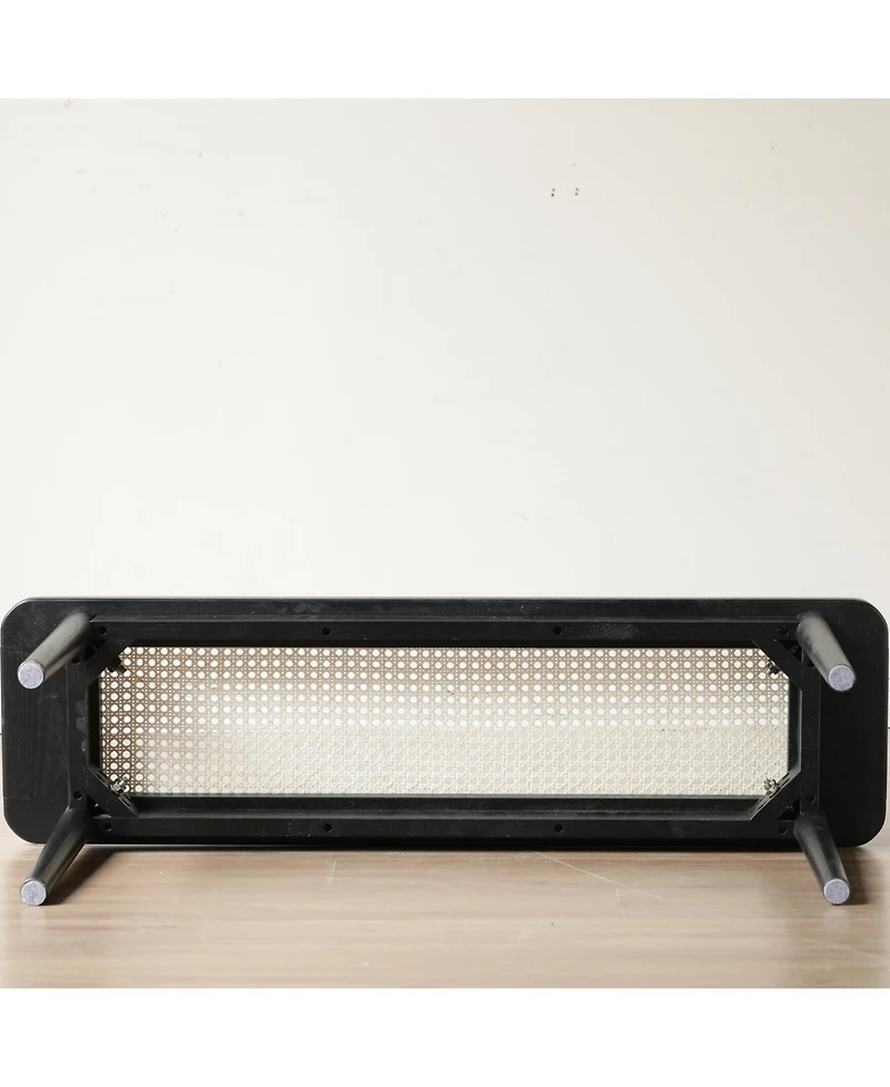 Streamdale Furniture Modern Oak Wood Dining with Rattan Detail Bench