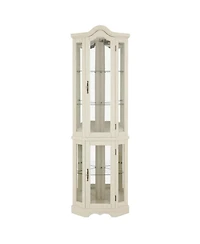 Streamdale Furniture Streamdale Lighted Corner Curio Cabinet with Glass Doors & Shelves - White