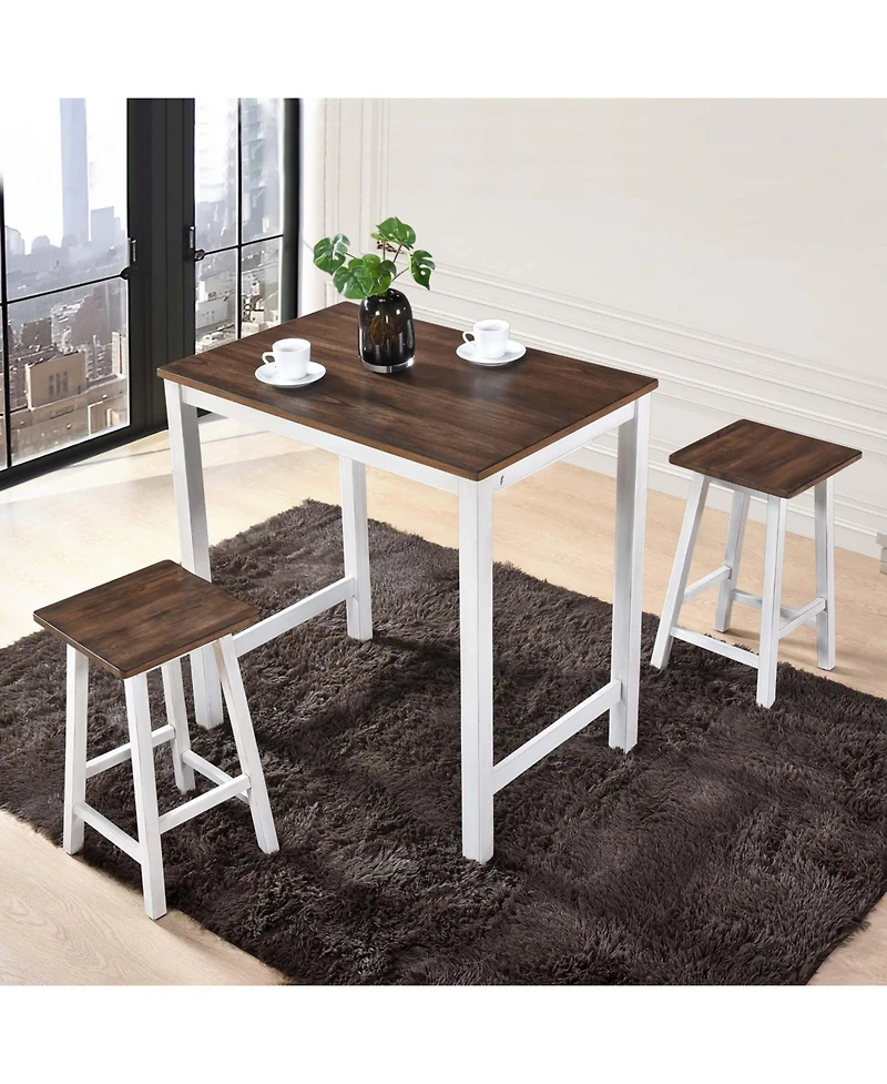 Streamdale Furniture Streamdale 3 Pieces Counter Set Hanging Stool Easy To Clean For Small Space