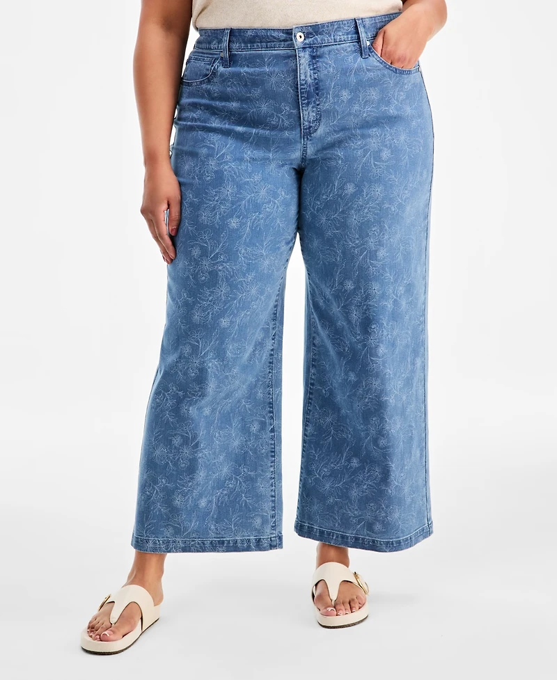 Style & Co Plus 5-Pocket High-Rise Wide-Leg Jeans, Macy's Exclusive