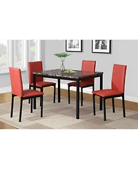 Streamdale Furniture 5-Piece Metal Dinette Set with Laminated Faux Marble Top, Red