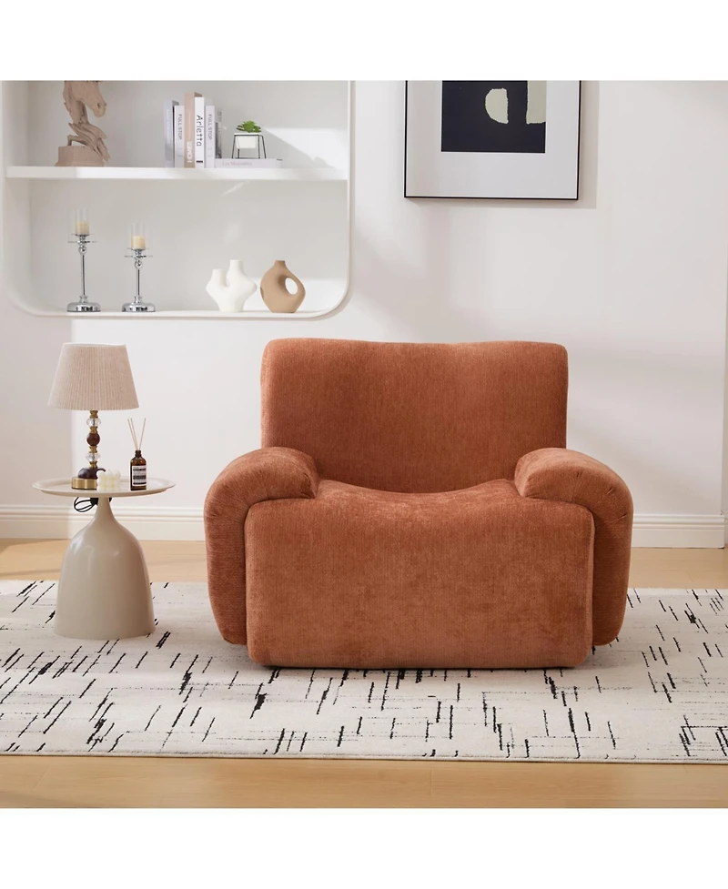 Streamdale Furniture Orange Chenille Oversized Accent Reading Lounge Chair with Deep Seats