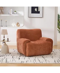 Streamdale Furniture Orange Chenille Oversized Accent Reading Lounge Chair with Deep Seats