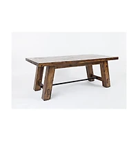 Jofran Cannon Valley Rustic Distressed Industrial Trestle 50" Coffee Table