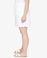 Ruby Rd. Plus Scallop Hem Stretch Denim Skirt