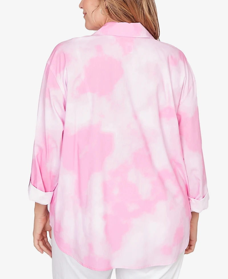 Ruby Rd. Plus Watercolor Floral Collared Top