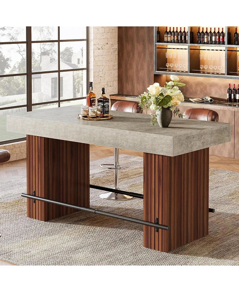 Tribesigns 62.2Inch Bar Table, Industrial Counter Height Pub Dining Table, Large Home Bar Unit
