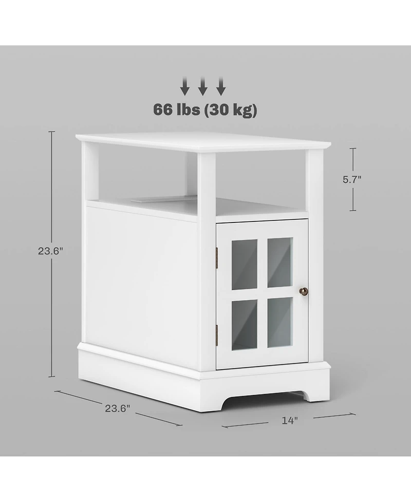 Homcom Side Table with Charging Station and Usb Ports