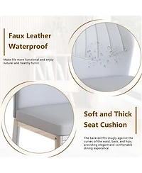 Streamdale Furniture Set of 6 Light & Silver Dining Chairs, 37" High Ergonomic Pu Backrest