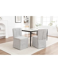 Streamdale Furniture Linen Dining Chairs, Modern Fabric Side Chairs, Padded Seat, Set of 2 (Gray