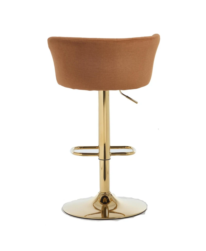 Streamdale Furniture Set of 2 Orange Velvet Swivel Bar Stools with Chrome Footrest