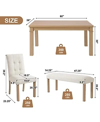 Streamdale Furniture Modern 6-Piece Dining Set: Table, 4 Chairs & Bench