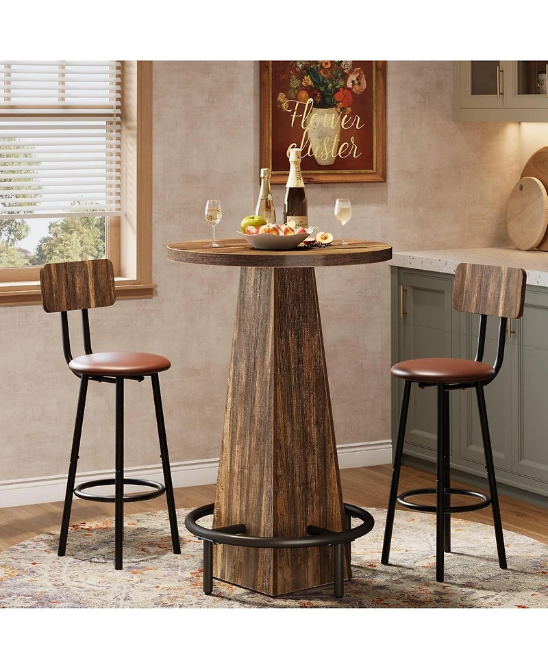 Tribesigns Bar Table, 37.4" High Round Pub Table for Small Spaces, Kitchen, Dining Room (Only Table)