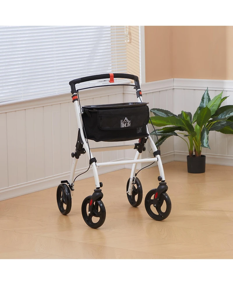 Homcom Upright Walker, Walking Aid Rolling Walker with Tray