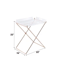 Lovmor Rectangular Tray Table with Removable Clear Acrylic Top, Metal X-Frame Base, 100 lbs Capacity, Modern Accent Table