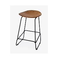 Jofran Solid Acacia 52" Five-Piece Counter Height Dining Set with Backless Barstools