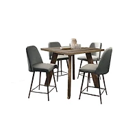 Jofran 42" Square Five Piece Solid Wood Counter Height Upholstered Dining Set