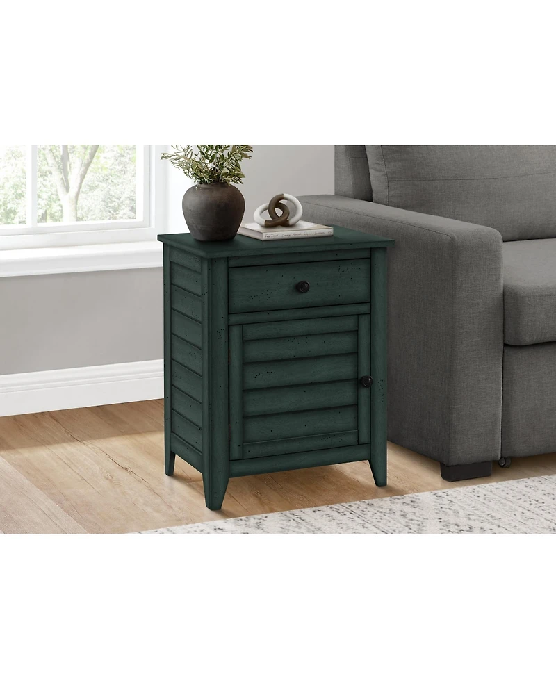 Lovmor Accent Table, Nightstand, Storage Drawer, End, Side Table, Bedroom, Lamp, Storage, Antique Blue Veneer, Transitional