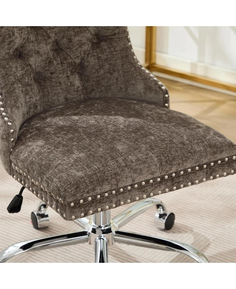 Streamdale Furniture Streamdale Modern Chenille Tufted Office Chair with Chrome Base (Gray