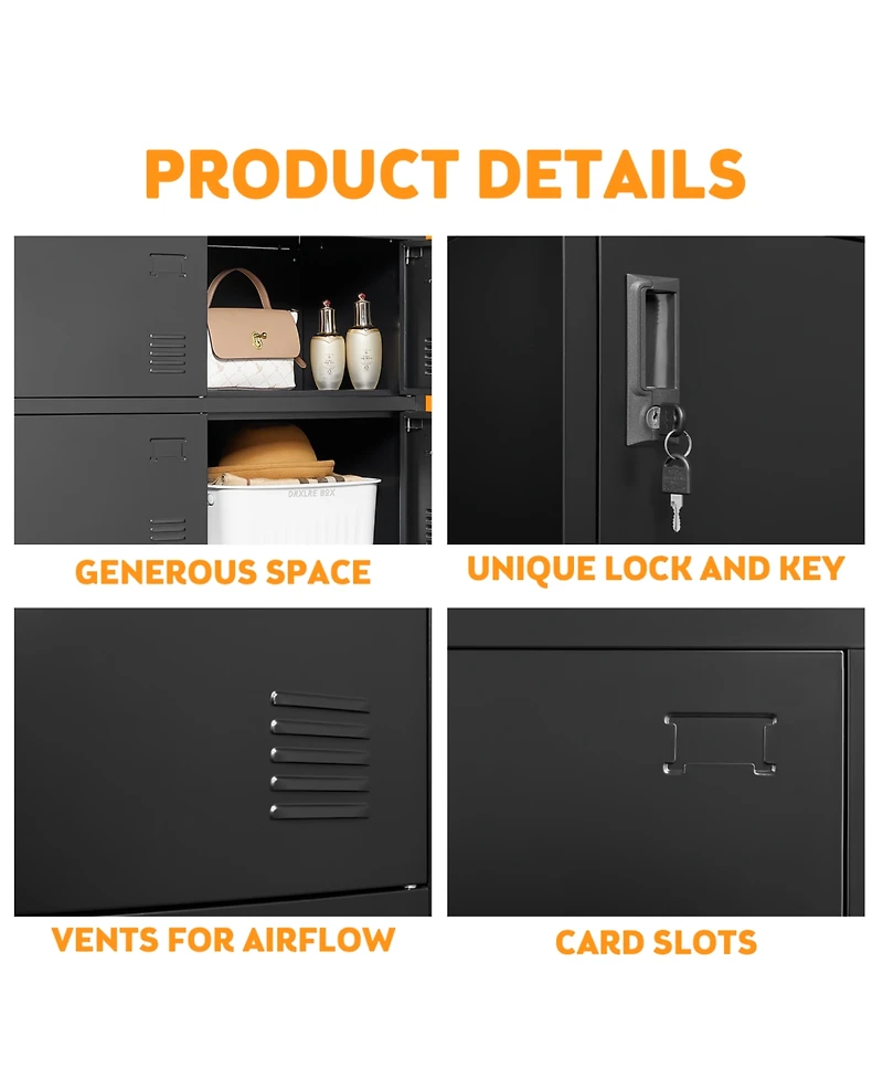 Streamdale 6-Door Employee Storage Locker w/ Card Slot (Black)