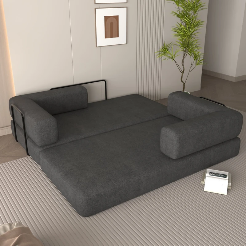 Streamdale Furniture Streamdale Corduroy Convertible Sleeper Sofa Bed with Pillow (Grey