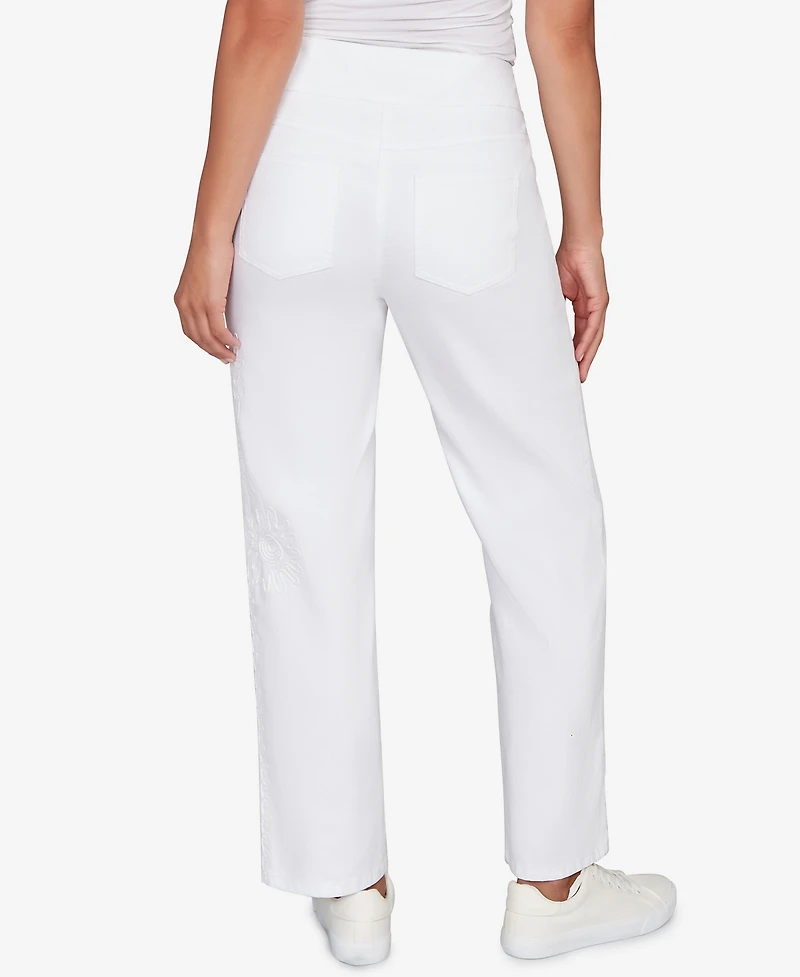 Ruby Rd. Petite Embroidered Stovepipe Pull On Jeans