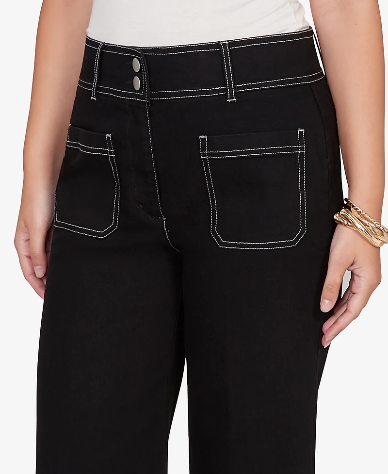 Ruby Rd. Petite Scallop Hem Contrast Stitch Ankle Jeans