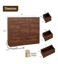 Gaomon 12 Drawer Dresser with Power Outlet, 61 Inch Wide Wood Chest of Drawers
